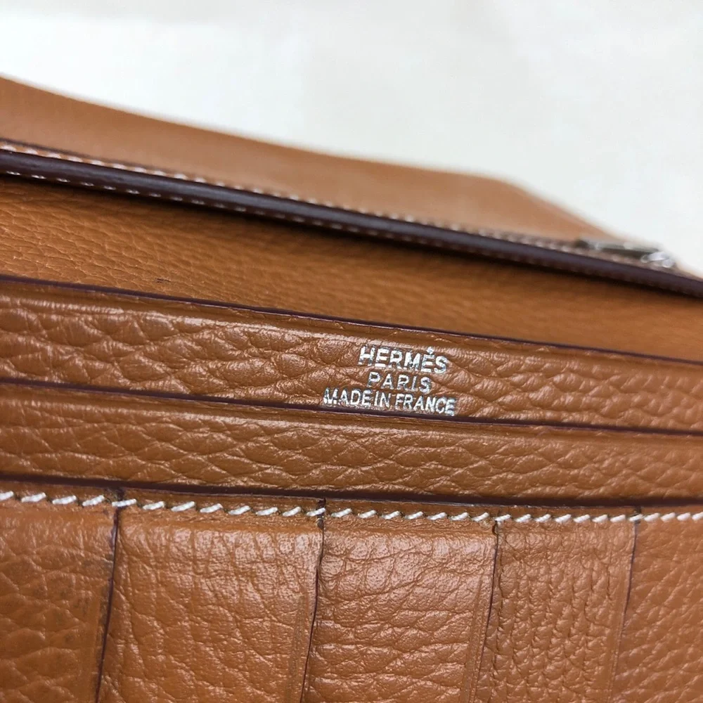 Hermes Bearn Long Wallet Tan Brown EUC
